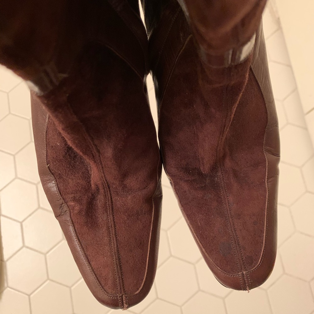 David Ackerman Chocolate Suede Platform Boots - image 4